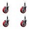 Service Caster 4'' SS Red Poly Wheel Swivel 3/4'' Expanding Stem Caster Set, 4PK SCC-SSEX20S414-PPUB-RED-34-4 - alternate 1